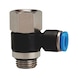 L-shaped push-in fitting with male and female thread - 1