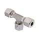 Adjustable T-shaped sealing cone fitting ISO 8434-1, stainless steel 1.4571, cutting ring connection with o-ring - 1
