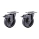 Pair of swivel castors with brake for workshop trolleys