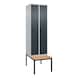 Garderobenspind mit Sitzbank 2 Abteil - SPND-STZBNK-600MM-2ABTEIL-RAL7016 - 1