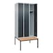 Garderobenspind mit Sitzbank 3 Abteil - SPND-STZBNK-900MM-3ABTEIL-RAL7016 - 2