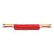 Red/yellow pneumatic coiled double hose made of PUR with pre-assembled short adapters/nipples M16 x 1.5 - 1