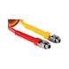 Red/yellow pneumatic coiled double hose made of PUR with pre-assembled short adapters/nipples M16 x 1.5 - 2