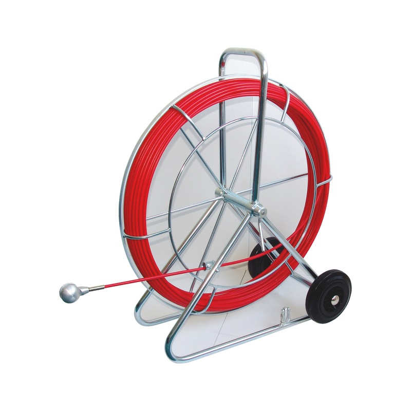 Enrouleur à Tige Fibre De Verre 120 M - Diamètre 9 Mm - Pour Tuyaux 60-200 Mm - Charge Traction 4500 Kg - Runpotec