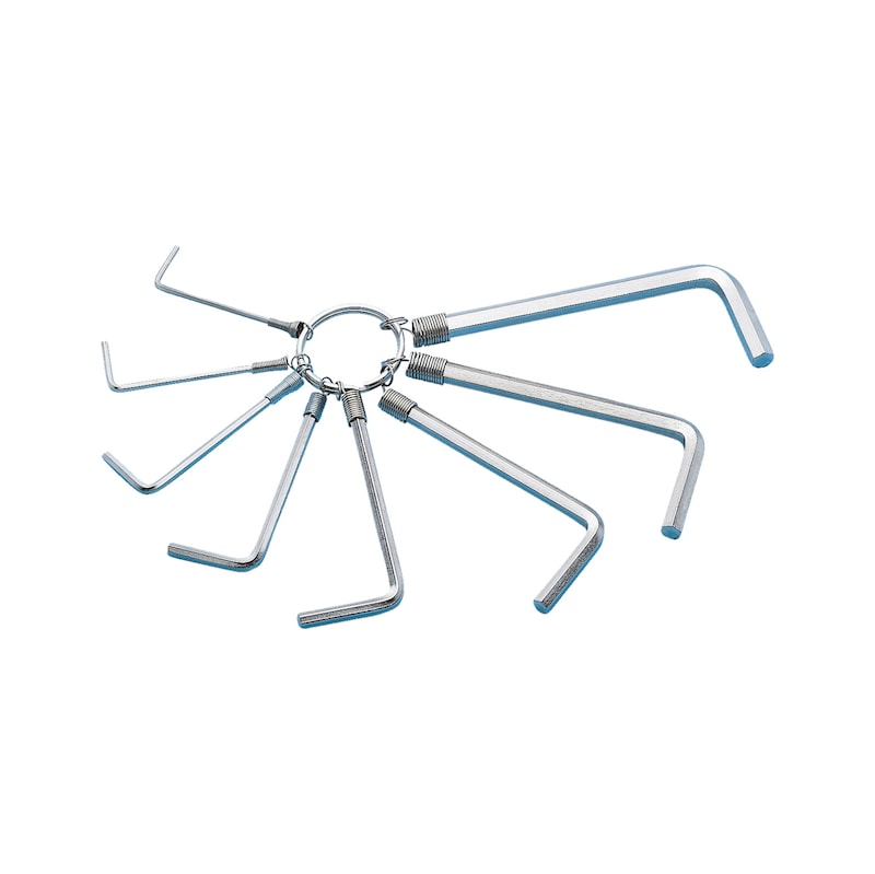 Jeu de clés mâles 6 pans sur anneau - 8 pcs