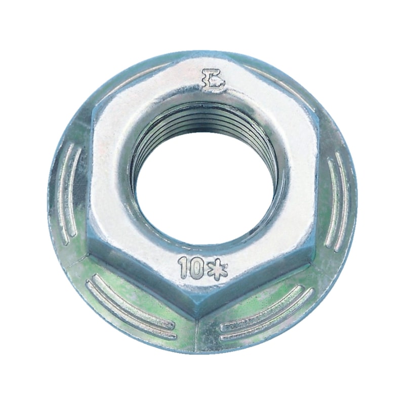 Écrou hexagonal à embase crantée - W-0273 - acier zingué 10 (A2K)