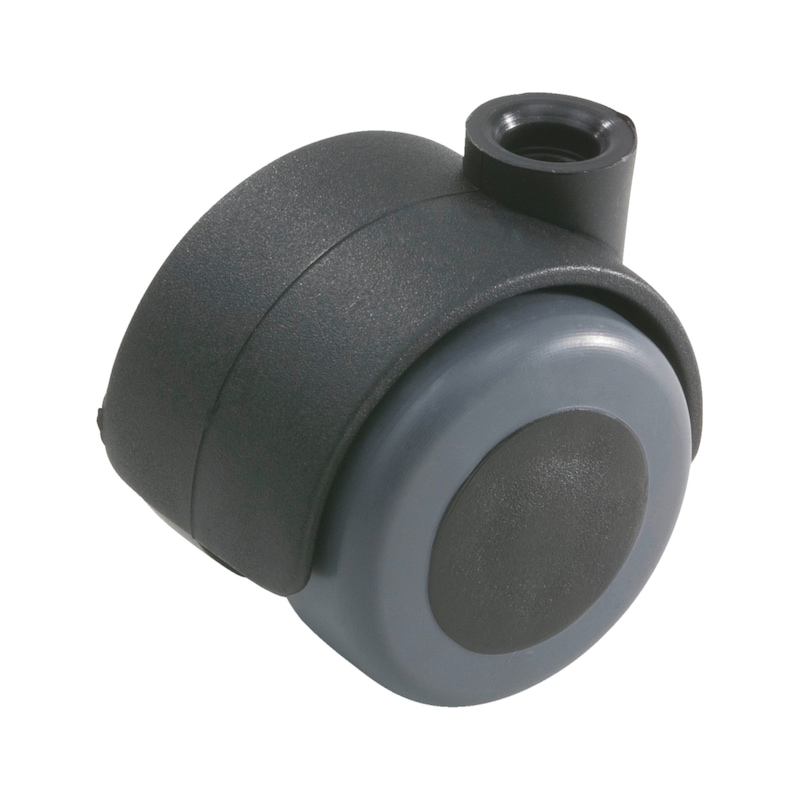 Roulette souple, pivotante et jumelée pour meuble Ø40/50mm