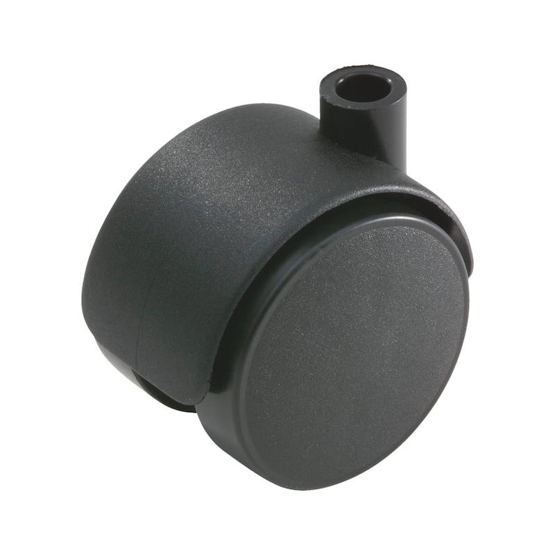 Roulette dure, pivotante et jumelée pour meuble Ø40/50mm