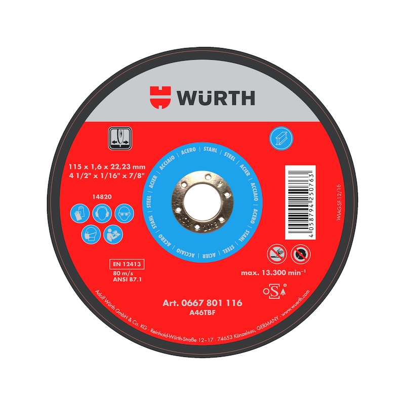 Disque à tronçonner standard pour l'acier - Ø75 à 230 mm