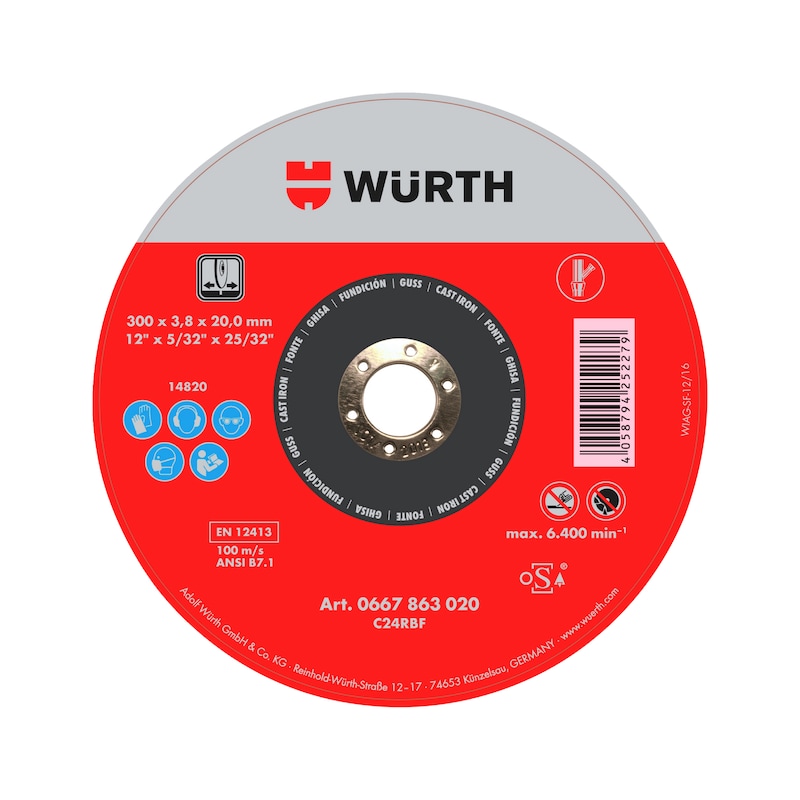 Disque à tronçonner la fonte pour machine thermique fixe