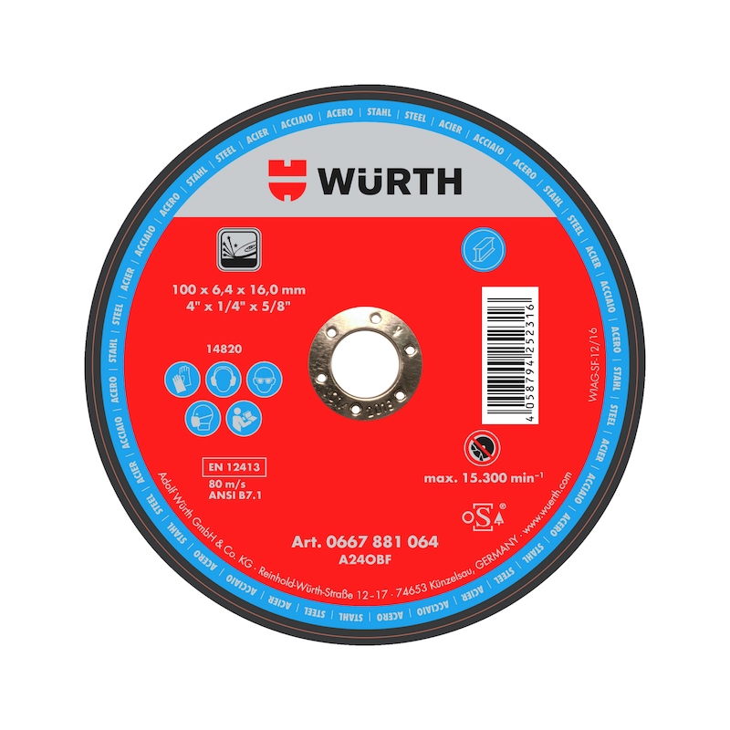 Meule à ébarber standard pour acier - Ø75, 100, 115, 125, 230