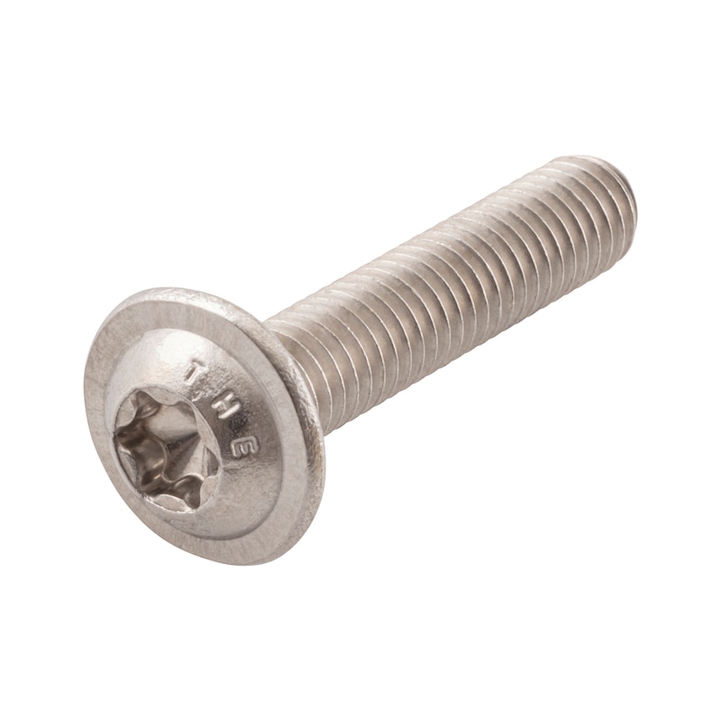 Parafuso com cabeça semi-redonda achatada com rebordo e fenda TX DIN 34805-2, fenda TX, aço inox A2-070 - SHR-DIN34805/2-A2/070-TX25-M5X6