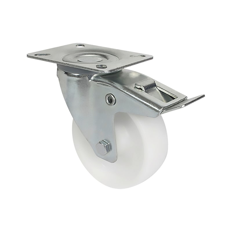 Roulette de manutention pivotante rigide avec frein