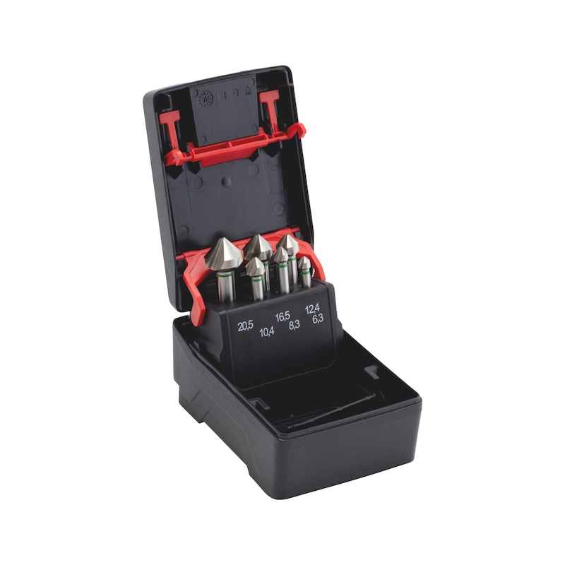 Coffret de fraises coniques HSCo bague verte DIN 335C - 6 pcs