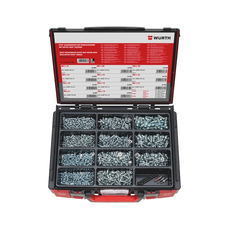 Coffret de vis autoformeuses GEFU demi-ronde DIN 7500-1