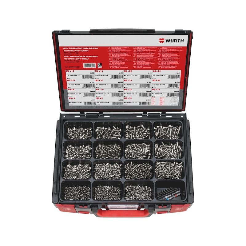 Coffret de vis autotaraudeuses GEFU TCB inox A2 Sysko