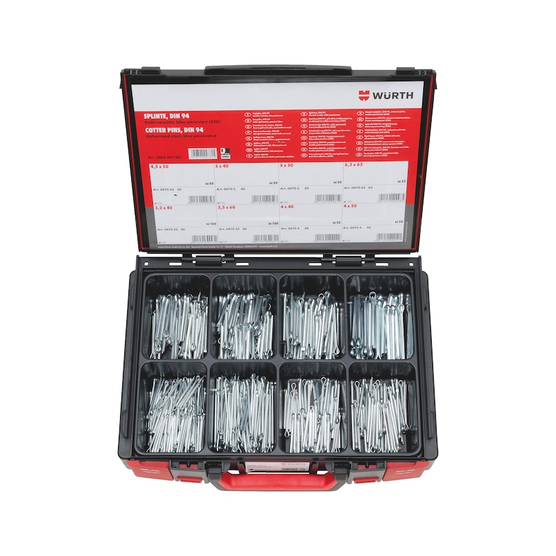 Coffret de 475 goupilles fendues ISO 1234 Sysko