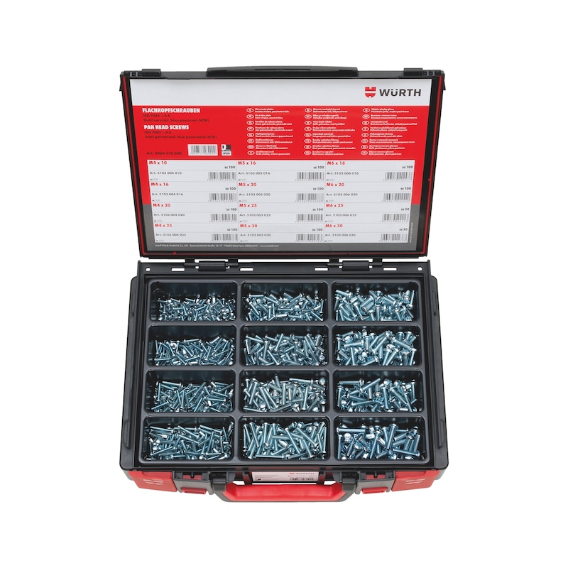 Coffret de vis à tête cylindrique bombée TCB ISO 7045 Sysko 1100 pcs