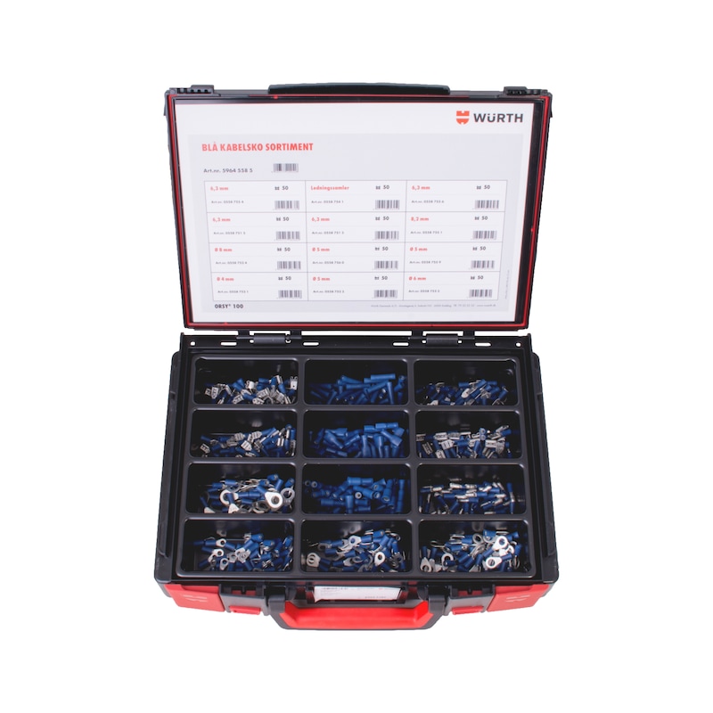 Sortiment med isolerede, blå kabelsko