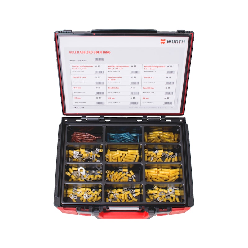 Sortiment med isolerede, gule kabelsko