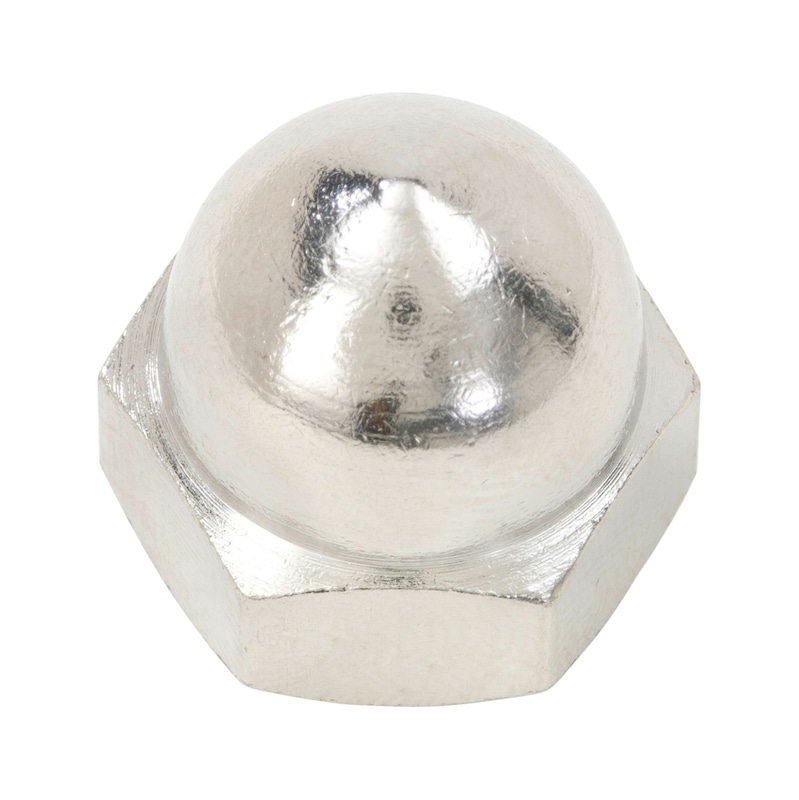 Écrou borgne forme haute - DIN 1587 - laiton nickel chrome (F2J)