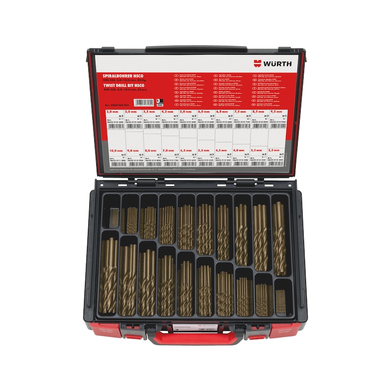 Coffret de forets métal HSCo DIN338 bronze affûté - 82 pcs - Sysko