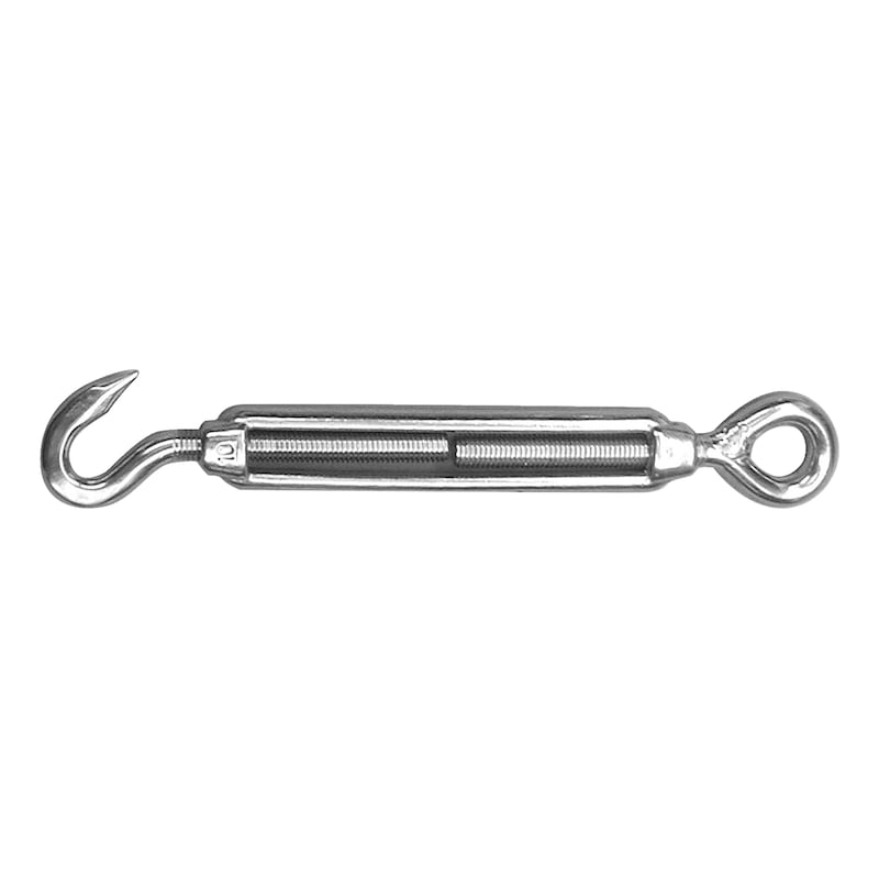 Tendeur à lanterne avec crochet et oeillet - inox A4 brut