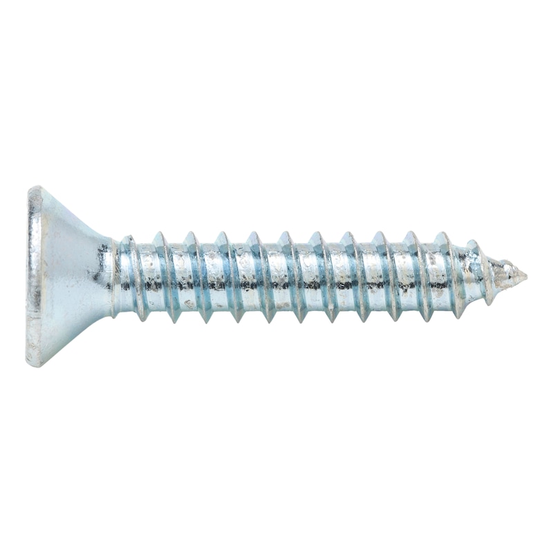 Countersunk tapping screw, shape C with hexalobular drive ISO 14586, steel, zinc-plated, blue passivated, shape C (with tip) - SCR-CS-ISO14586-C-TX15-(A2K)-3,9X19