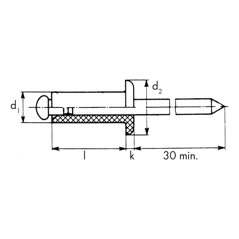 Metal Rivet Table Buy DIN 7337 dome head aluminium/steel zinc plated online | WÜRTH