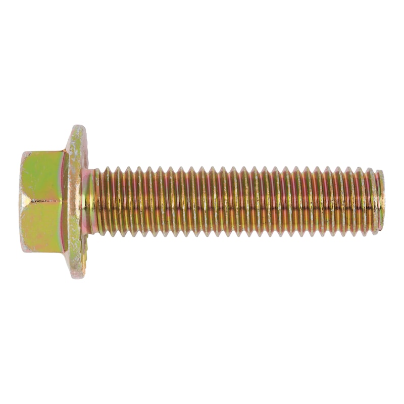Vis à tête hexagonale et embase crantée W-0274 - acier 8.8 zingué bichromaté (A2L) - 6 pans extérieurs