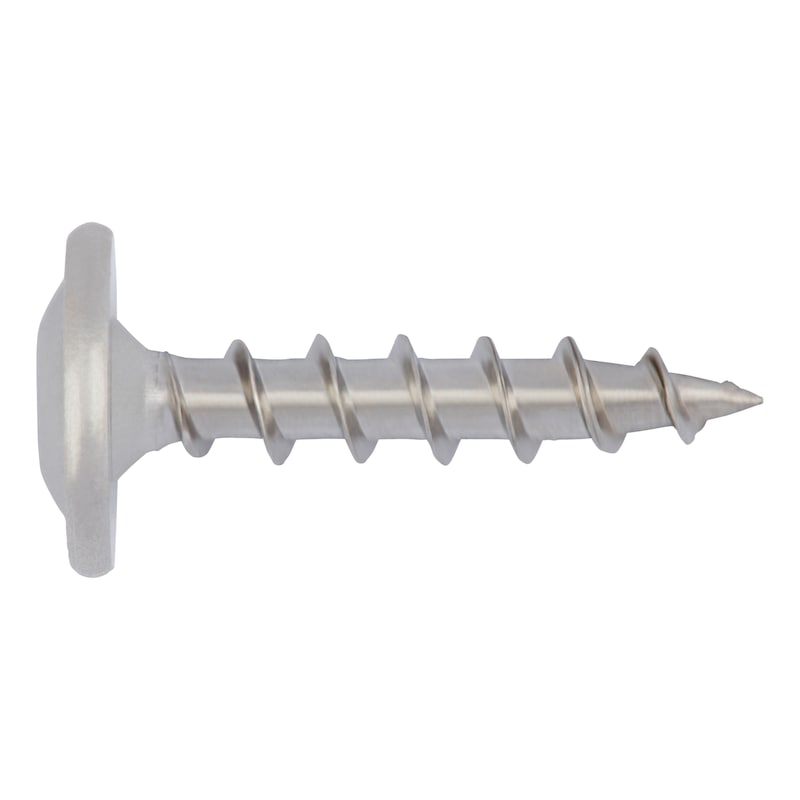 Vis pour appui de fenêtre en plastique/bois - WN 126 - inox A2 brut - gros pas - tête cylindrique bombée - empreinte AW