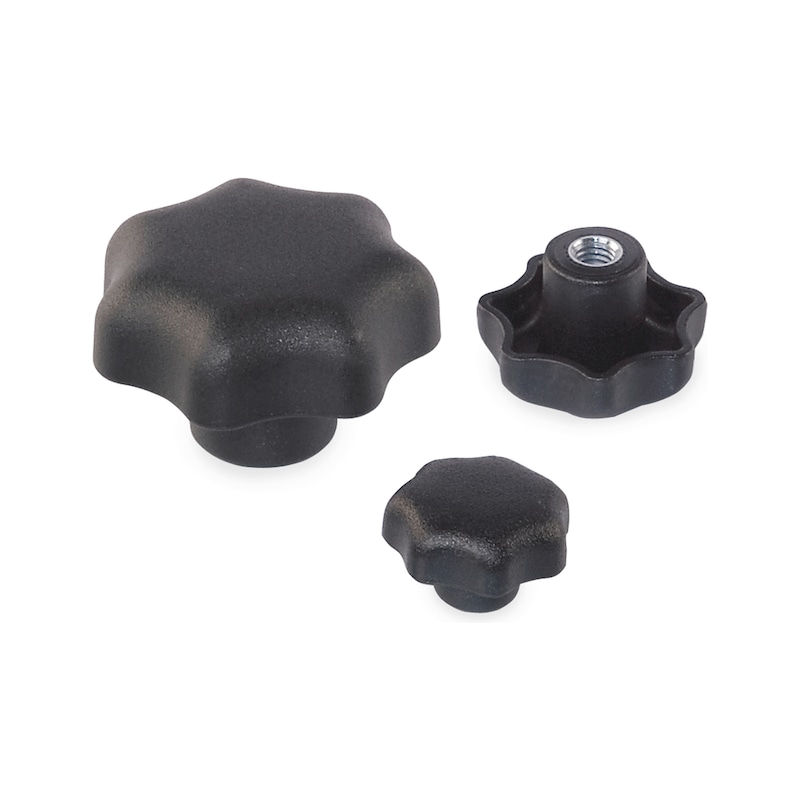 Empuñadura en estrella con rosca con orificio ciego - POMO ESTRE. HEMBRA SIM.DIN6336-M5X25