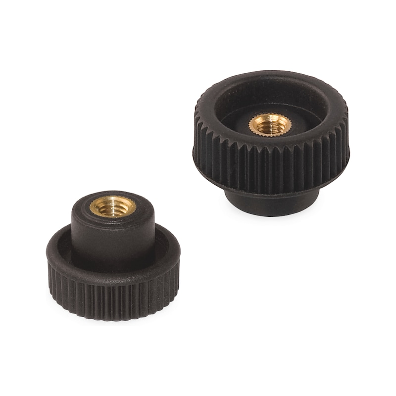 Ecrou moleté en polyamide avec moletage antidérapant