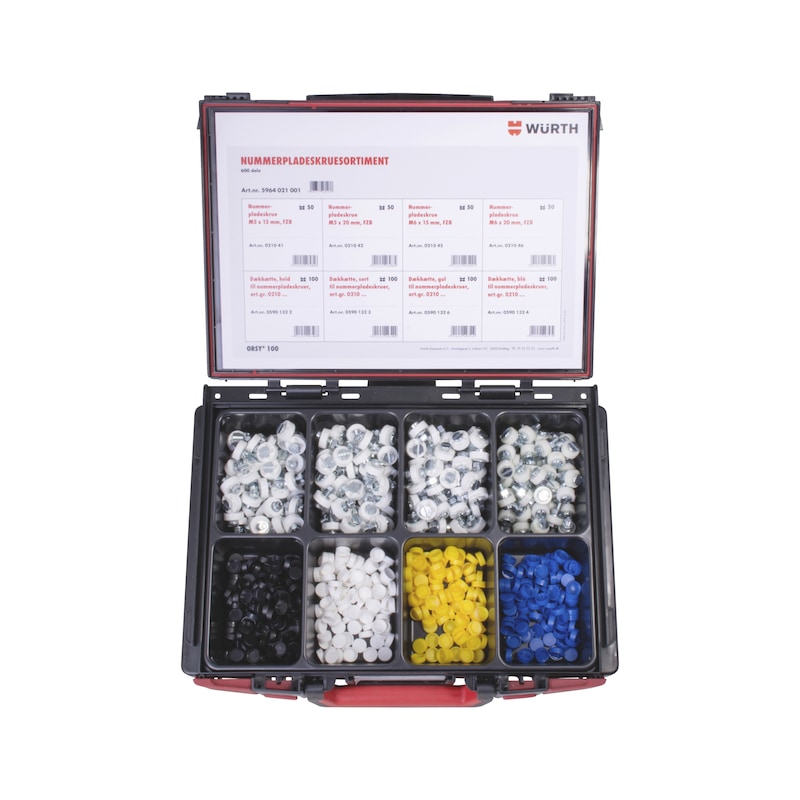 Sortiment med nummerpladeskruer