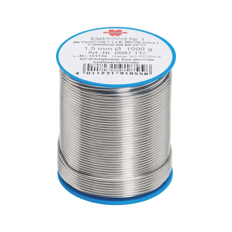 Bobine d'étain 60% pour soudage - diamètre 0,7 à 1,5 mm - n°1