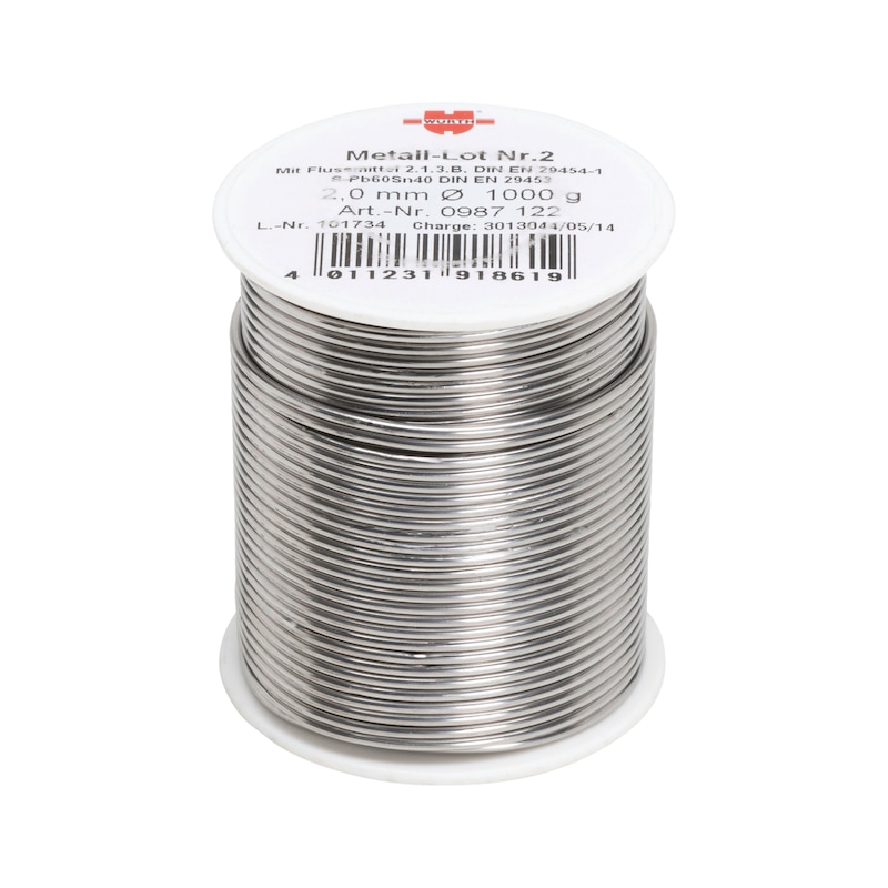 Bobine d'étain 40% n°2 S-Pb60Sn40 pour fer, cuivre, nickel, laiton, zinc