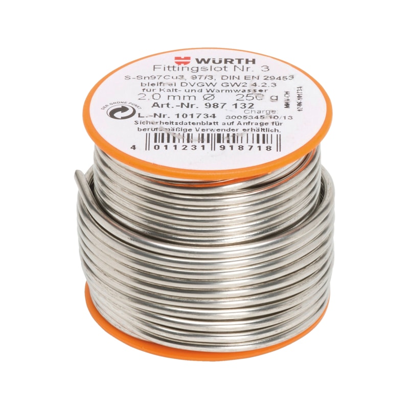 Bobine d'étain 97% n°3 S-Sn97Cu3 pour conduites en cuivre