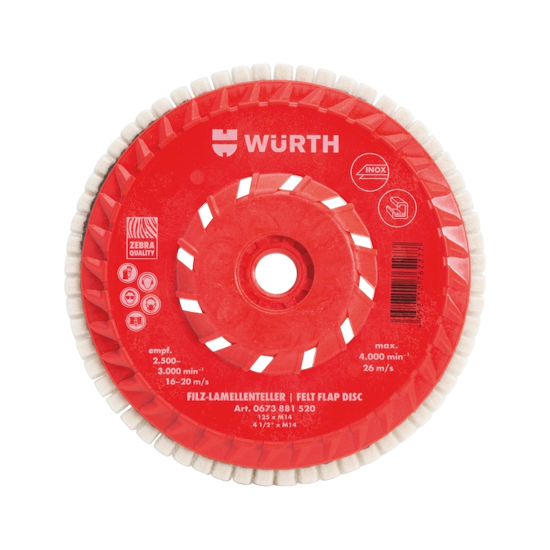 Disque à lamelles en feutre pour polissage - 125 mm