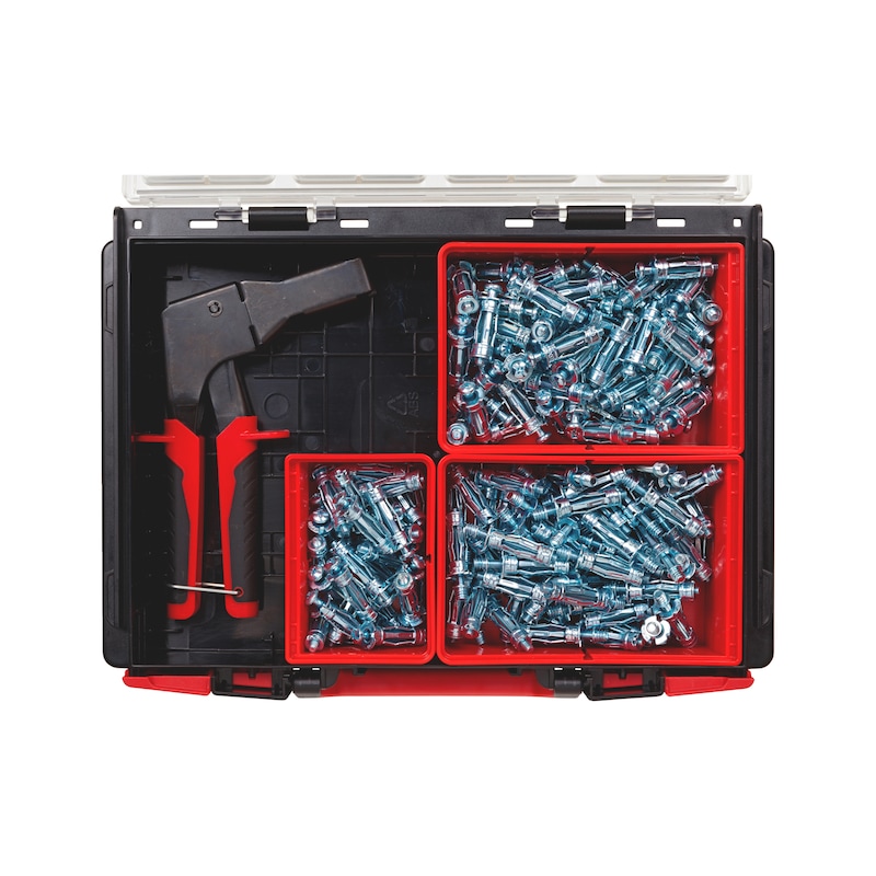 Coffret chevilles paroi creuse avec pince pour plombier