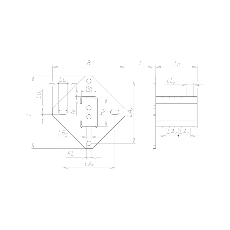 VARIFIX base profilato a C 41/82 con piastra base | Würth