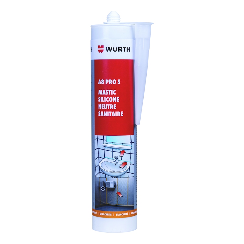 Mastic silicone neutre A8 PRO S pour sanitaire et chambre froide