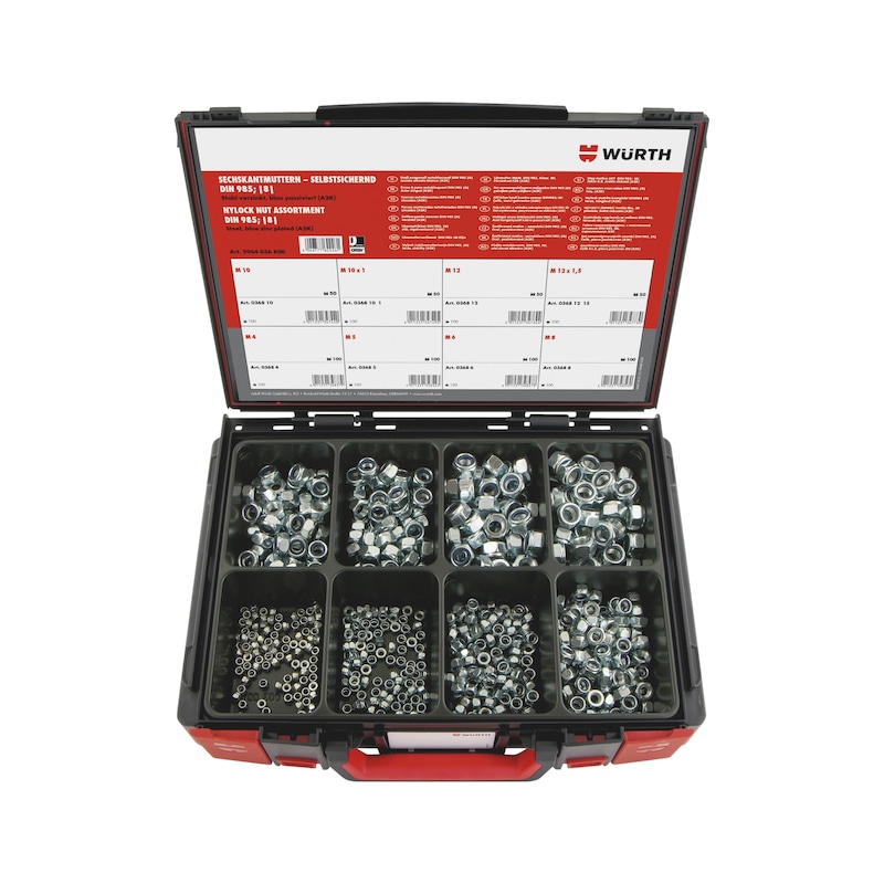 Coffret d'écrous hexagonaux autofreinés DIN 985 Sysko