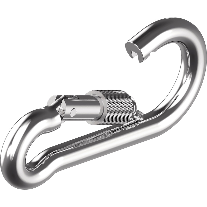 Mousqueton - inox A4 brut - avec écrou de sécurité