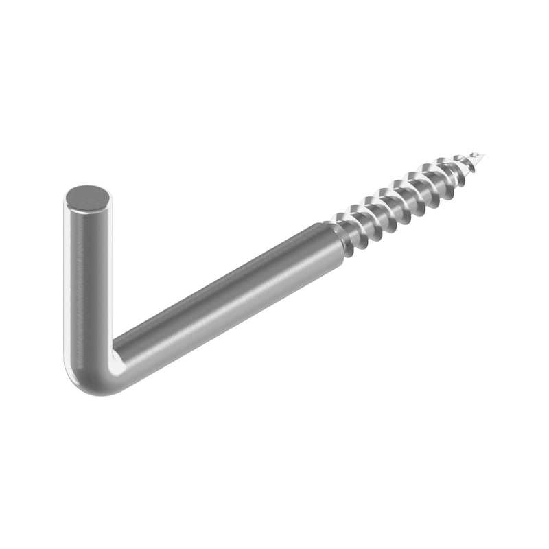 Machine Thread L Hook A2 stainless steel with wood screw thread