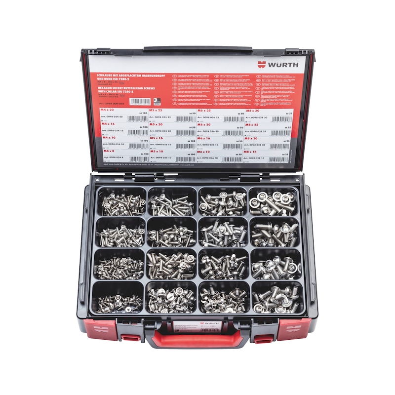 Coffret de 1000 vis à tête demi-ronde ISO 7380-2 inox A2