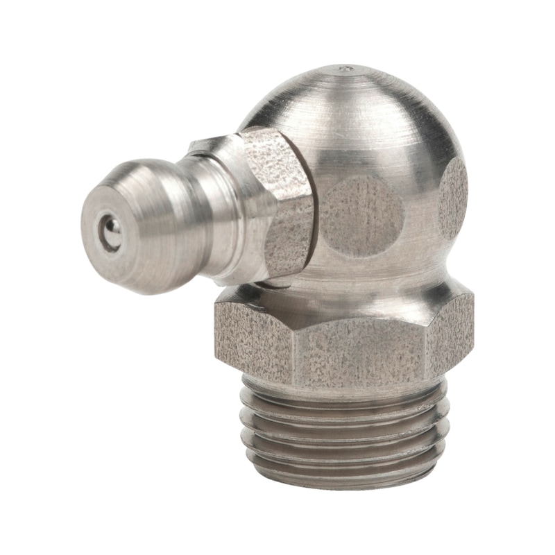 Graisseur hydraulique coudé 90° - DIN 71412 - acier zingué (A3F) - forme C hexagonal
