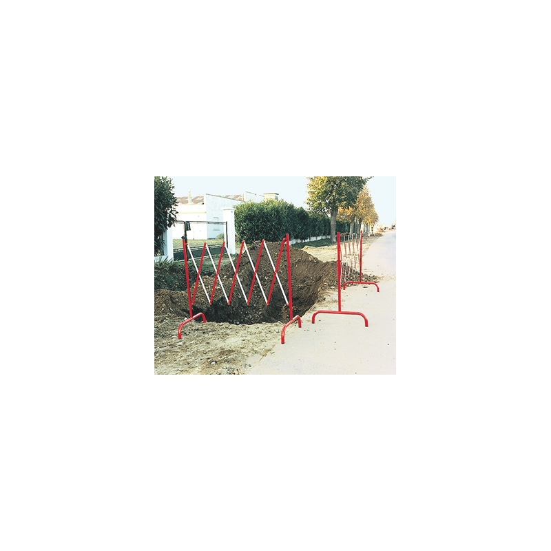 Barrière extensible rouge/blanc 3m pour sécurité de chantier