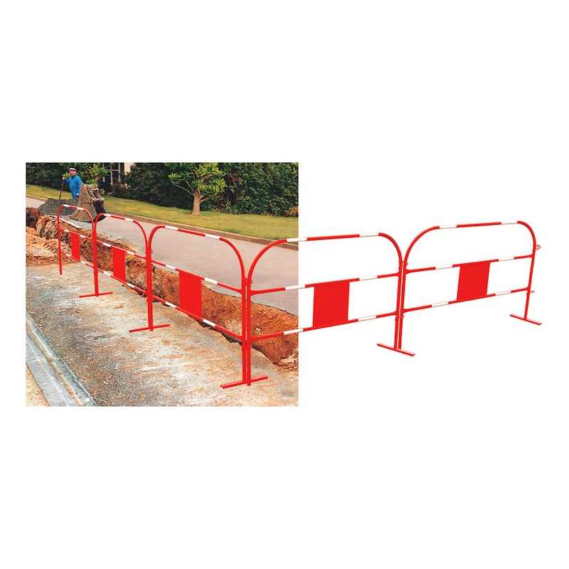 Barrière de chantier emboitable Ø 25mm blanc/rouge