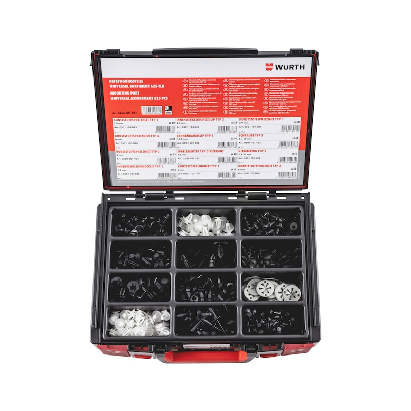 Klemmer og spændebånd, sortiment, universal 460 dele i systemkuffert 4.4.1