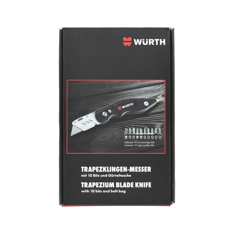 Trapezoidal blade knife set - KNFE-SET-W.TRAPEZIUMBLADE-BITS-POUCH